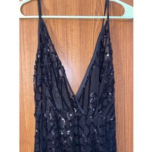 Long Black Sequin Laced Extravagant Dress